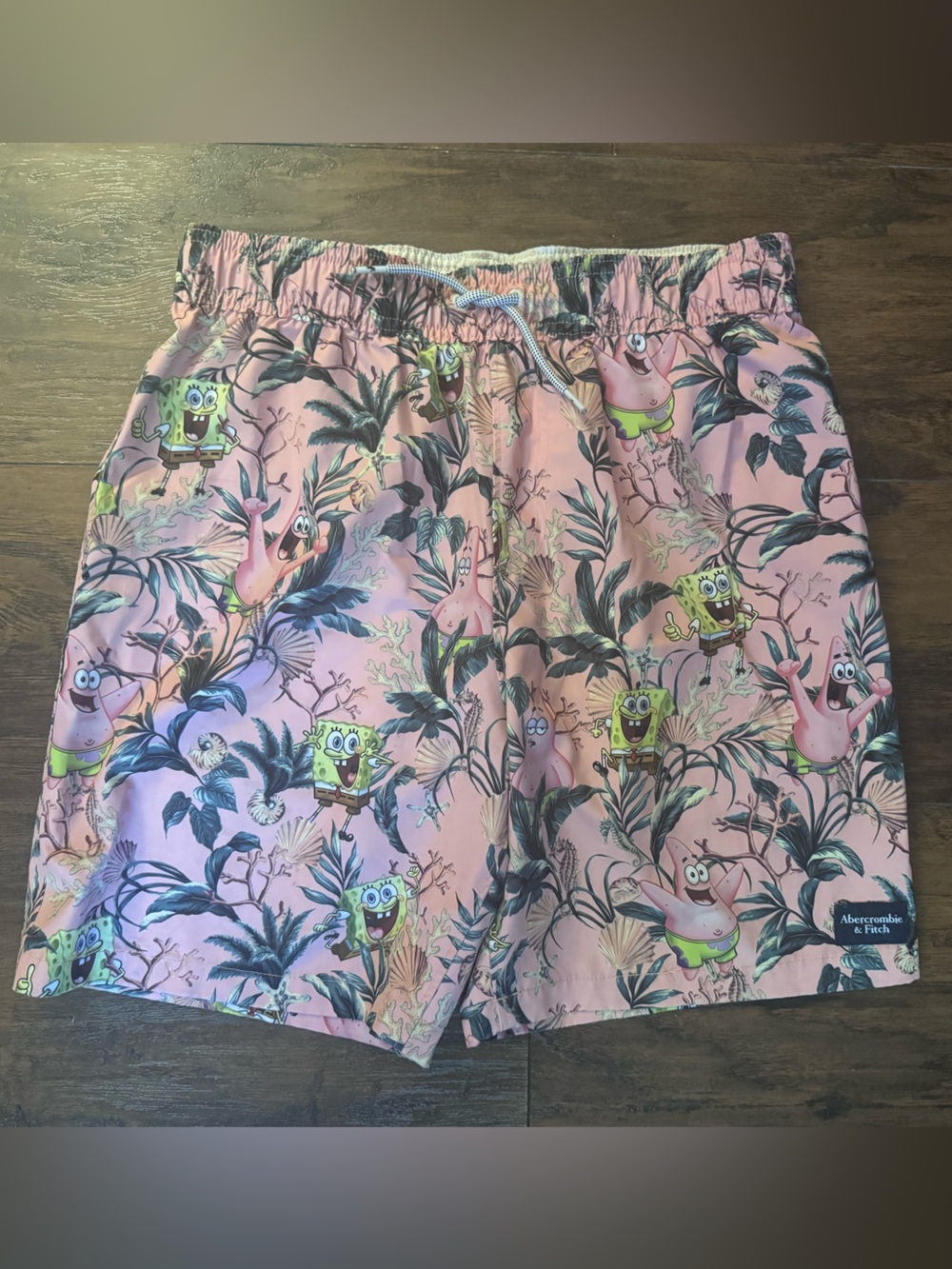 abercrombie kids Pink SpongeBob & Patrick Tropical Swim Trunks 15/16